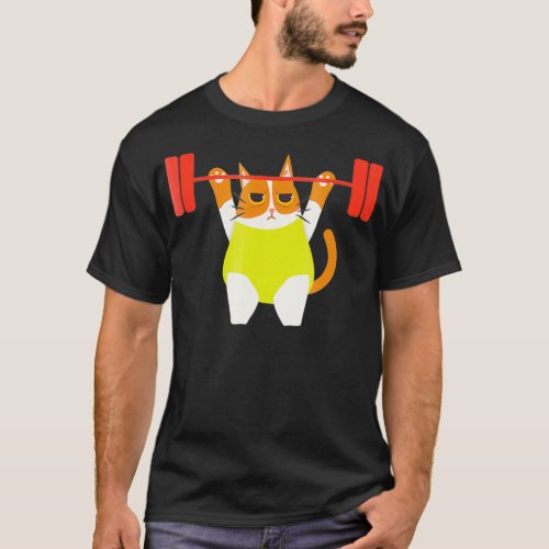 Cat Weight Lifting Funny Cat Lover Workout Gym T_Shirt