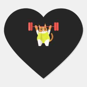 Cat Weight Lifting Funny Cat Lover Workout Heart Sticker