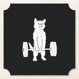 Cat Weightlifting And Gym Paper Coaster