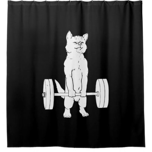Cat Weightlifting And Gym Shower Curtain