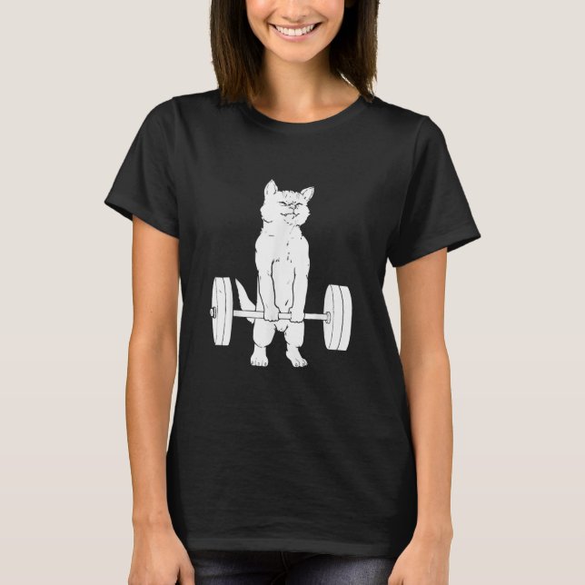 Cat Weightlifting And Gym T-Shirt (Front)