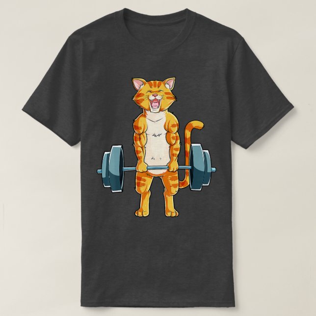 Cat Weightlifting Powerlifting Deadlift Fitness Gy T-Shirt (Design Front)