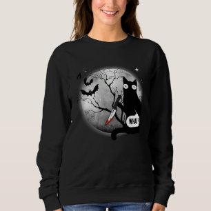 Cat What Assassin Murderous Cat & Knife Halloween Sweatshirt