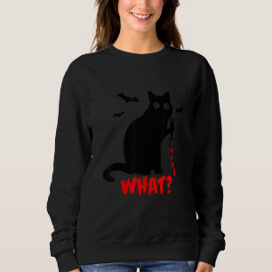 Cat What Black Cat Murderous Cat With Knife Hallo Sweatshirt