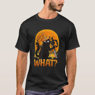Cat What Black Cat With Knife Halloween Costume T-Shirt