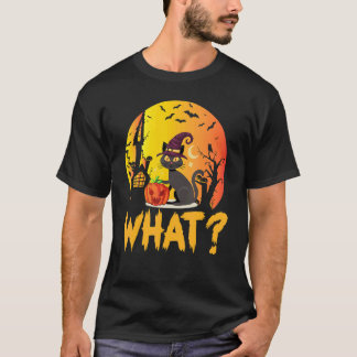 Cat What Black Cat With Pumpkin Halloween Costume T-Shirt