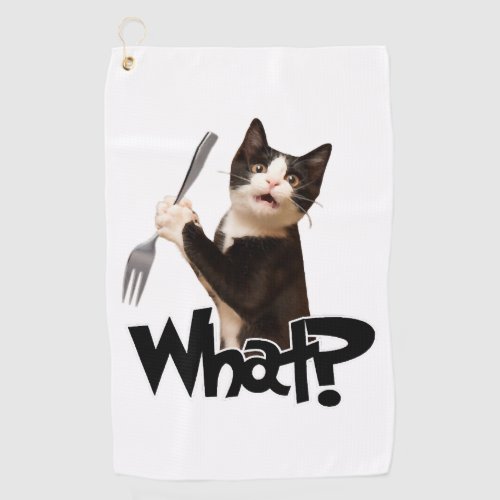 Cat What Funny Black Cat Cat With Fork Golf Towel