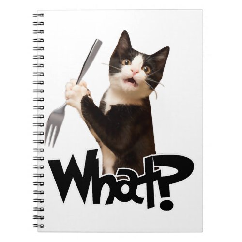 Cat What Funny Black Cat Cat With Fork Notebook