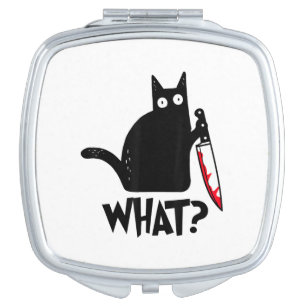 Cat What_ Funny Black Cat Compact Mirror
