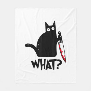 Cat What_ Funny Black Cat  Fleece Blanket