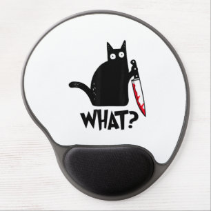 Cat What_ Funny Black Cat Gel Mouse Pad