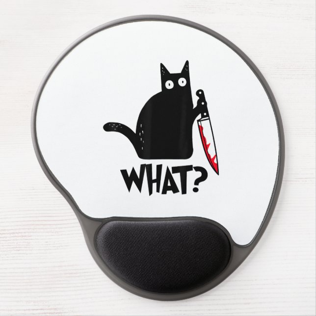 Cat What_ Funny Black Cat  Gel Mouse Pad (Front)