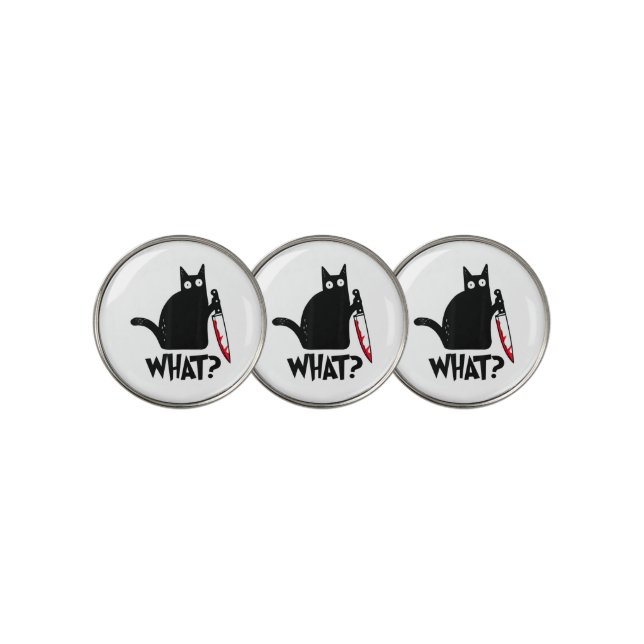 Cat What_ Funny Black Cat  Golf Ball Marker (3 Up)