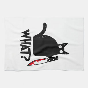 Cat What_ Funny Black Cat  Kitchen Towel