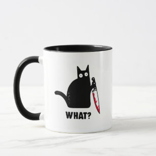 Cat What? Funny Black Cat Mug