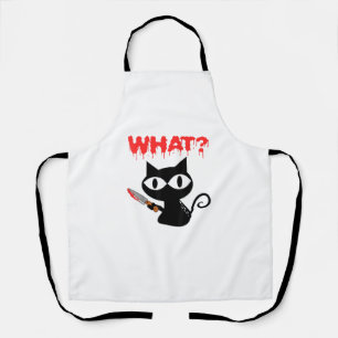 Cat What Funny Black Cat Murderous Cat With Knife Apron