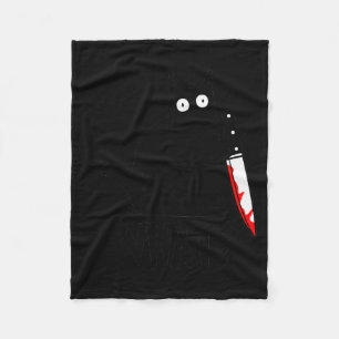 Cat What_ Funny Black Cat Murderous Cat With Knife Fleece Blanket
