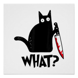 Cat What_ Funny Black Cat  Poster