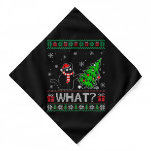 Cat What Funny Black Cat Pushing Christmas Tree Bandana