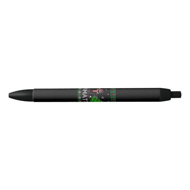 Cat What Funny Black Cat Pushing Christmas Tree Pen (Front)