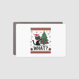 Cat What Funny Black Cat Pushing Christmas Tree Ug Car Magnet