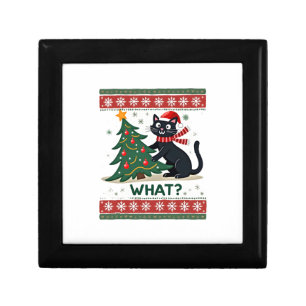 Cat What Funny Black Cat Pushing Christmas Tree Ug Gift Box