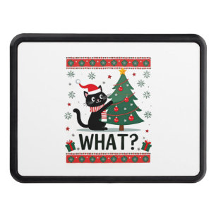Cat What Funny Black Cat Pushing Christmas Tree Ug Hitch Cover