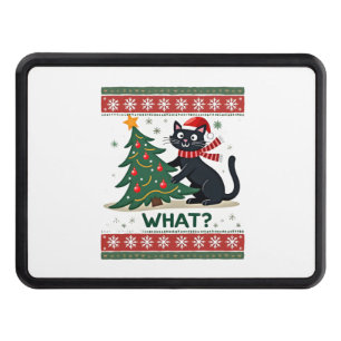 Cat What Funny Black Cat Pushing Christmas Tree Ug Hitch Cover