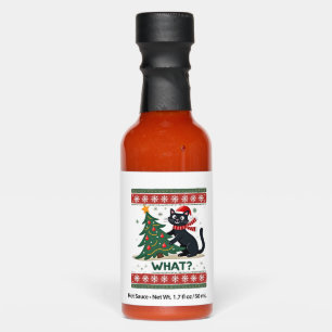 Cat What Funny Black Cat Pushing Christmas Tree Ug Hot Sauces