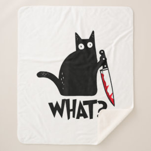 Cat What_ Funny Black Cat  Sherpa Blanket