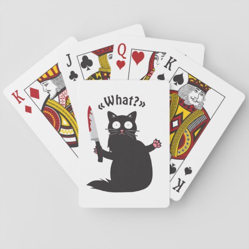 Cat What Funny Black Cat Shirt Fun Murderous Cat W Playing Cards