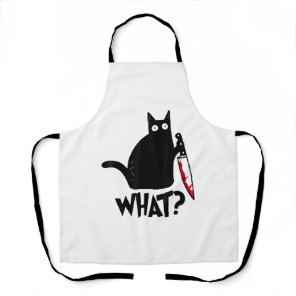 Cat What Funny Black Cat Shirt Murderous Cat With  Apron