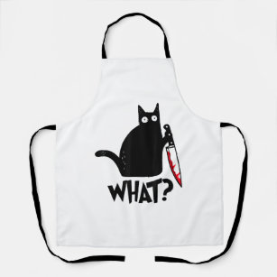 Cat What Funny Black Cat Shirt Murderous Cat With  Apron