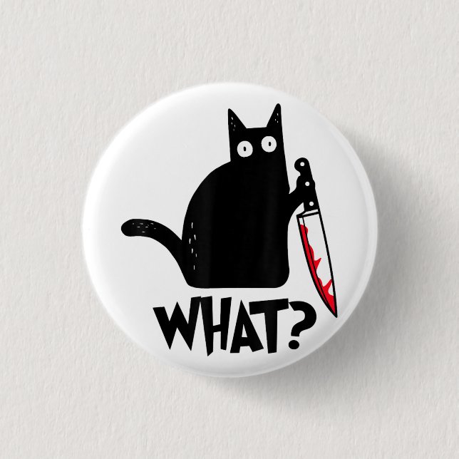 Cat What Funny Black Cat Shirt Murderous Cat With  Button (Front)