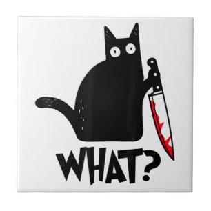 Cat What Funny Black Cat Shirt Murderous Cat With Ceramic Tile