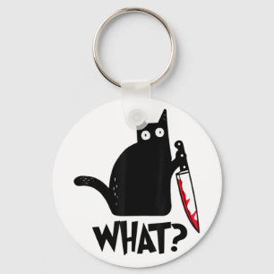 Cat What Funny Black Cat Shirt Murderous Cat With Keychain
