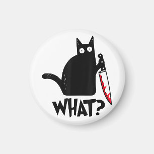 Cat What Funny Black Cat Shirt Murderous Cat With Magnet