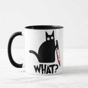 Cat What Funny Black Cat Shirt Murderous Cat With Mug