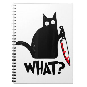 Cat What Funny Black Cat Shirt Murderous Cat With Notebook