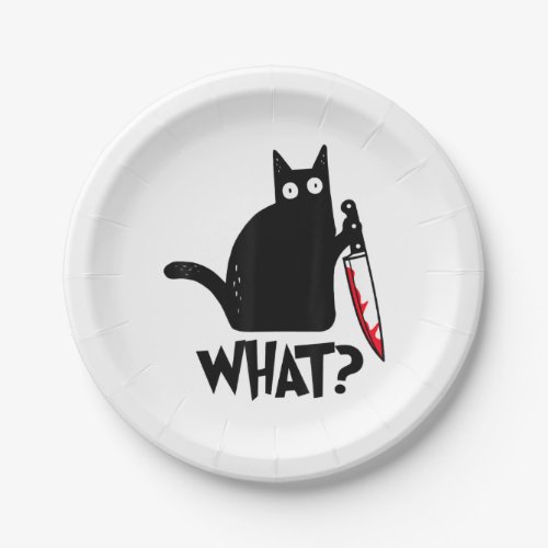 Cat What Funny Black Cat Shirt Murderous Cat With  Paper Plates