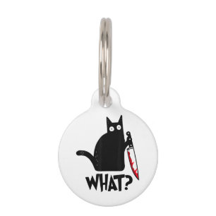 Cat What Funny Black Cat Shirt Murderous Cat With Pet ID Tag