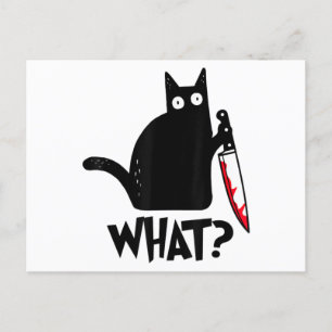 Cat What Funny Black Cat Shirt Murderous Cat With Postcard