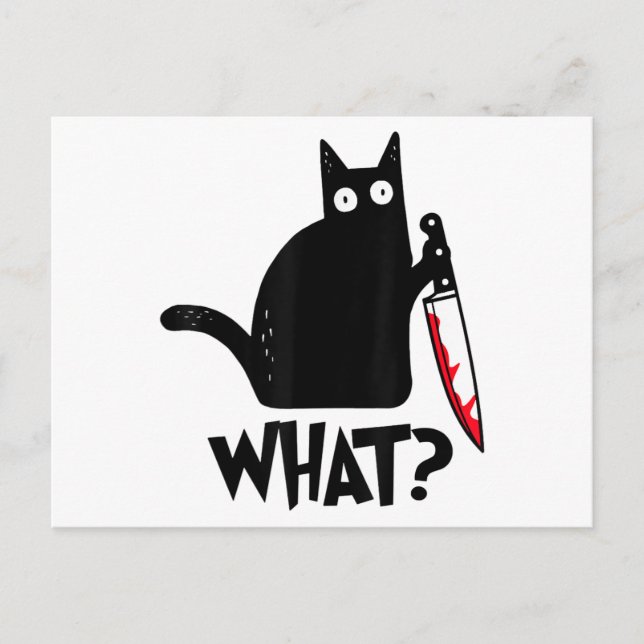 Cat What Funny Black Cat Shirt Murderous Cat With  Postcard (Front)