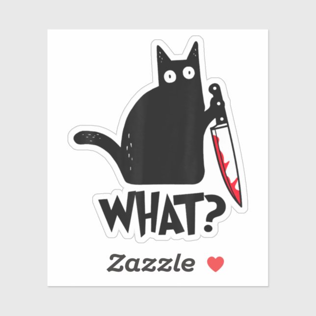 Cat What Funny Black Cat Shirt Murderous Cat With  Sticker (Sheet)