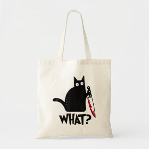 Cat What Funny Black Cat Shirt Murderous Cat With  Tote Bag