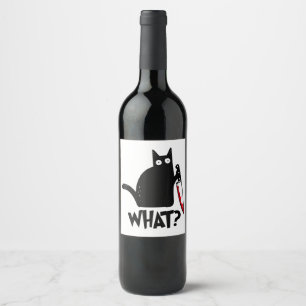 Cat What Funny Black Cat Shirt Murderous Cat With  Wine Label