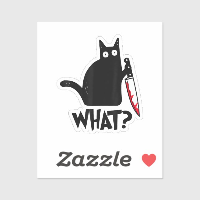 Cat What_ Funny Black Cat  Sticker (Sheet)