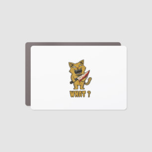 Cat what _ Funny creepy cat With Knife  Car Magnet