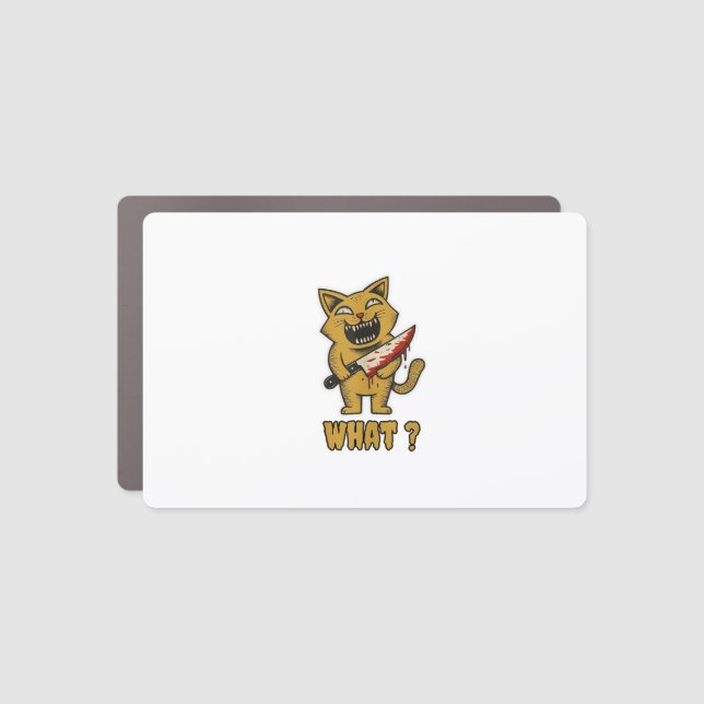 Cat what _ Funny creepy cat With Knife  Car Magnet (Front)