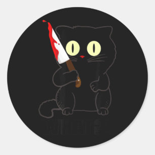 Cat What Funny Scary Black Cat Halloween With Classic Round Sticker